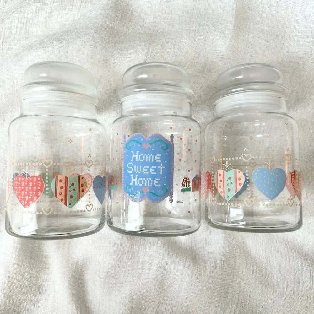 Vintage B&D Lidded Jar HOME SWEET HOME and HEARTS Sets of 3
